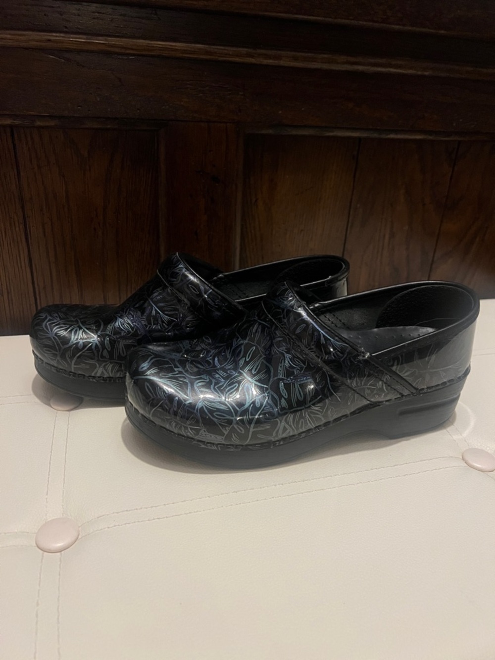 Dansko Women's Black Iridescent Patterned Clogs